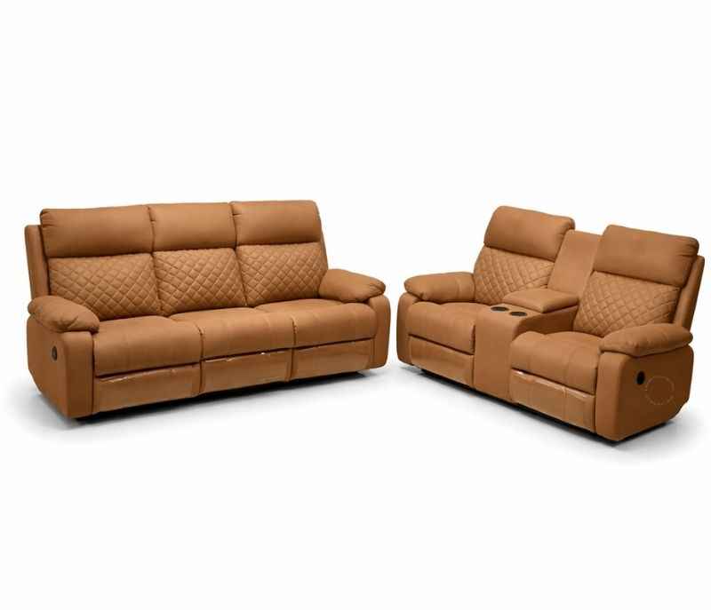Image 4 for R20 3+2 Recliner Motor With Console (Suede, Brown) (BWD OTD)