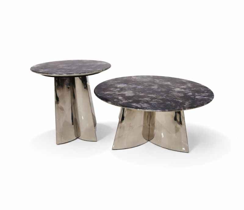 Image 2 for 287 Centre Table Marble Top and down titanium metal base  (HYD)