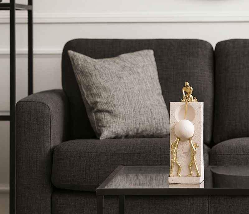 Image 2 for RRA-07 White Elegant Resin Boys Pulling On Ball Showpiece for Home Decor Gift Items Living Room