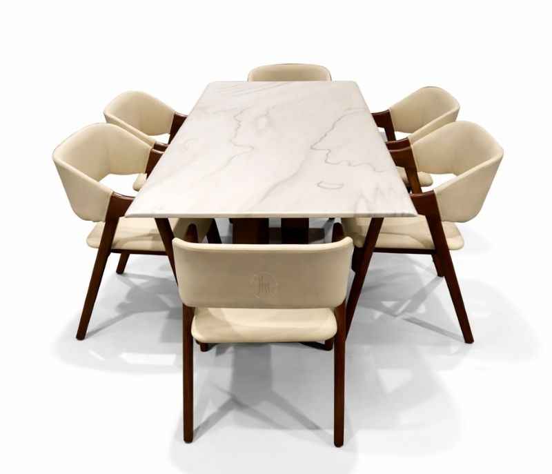 Image 5 for D/Set 6+1 DT- Axon/DC-370/ 1+6 Seater With Splesh Marble Top (size - 6×3) & Leatherette Dining Set (CP OTD)