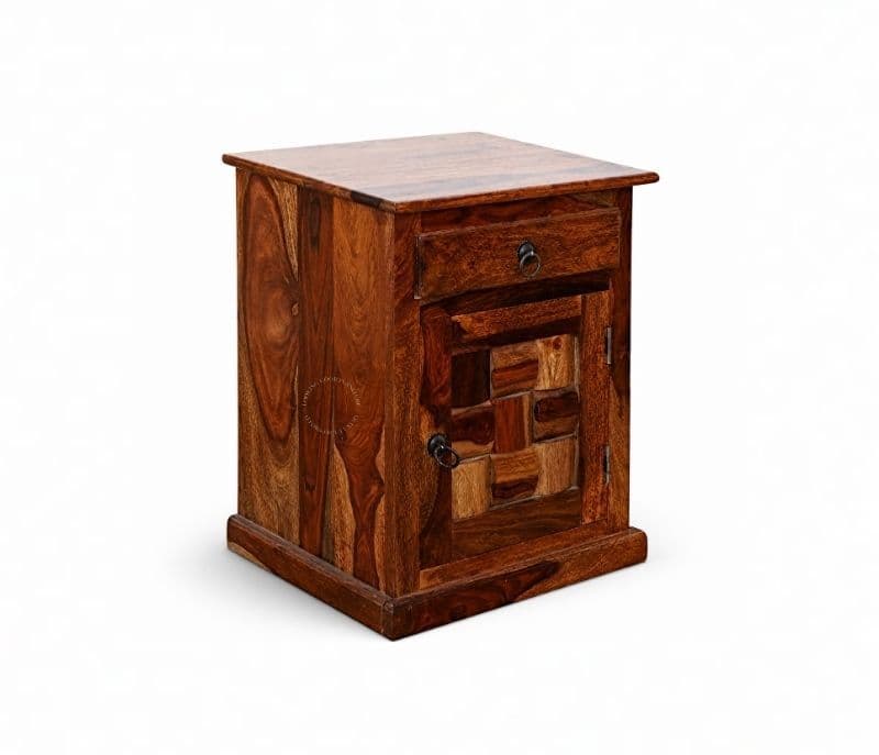 Image 3 for Nivaar Bed Side Table Solid Sheesham Wood Honey Finish (SCV _PKU)