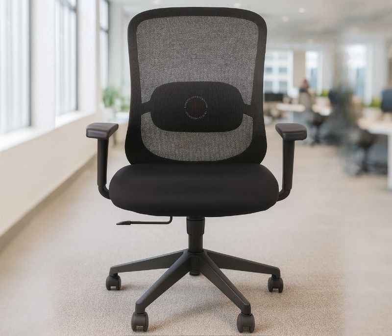 Hawk MB Black Mesh Office Chair  Adjustable Height  Revolving Study Work from Home Chair Computer Desk Chair  Back Lumbar Support  Ergonomic Chair  Tilting  Arm Support