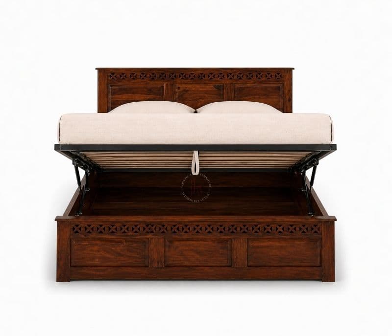 Image 8 for Rudolf Sheesham Wood Hydraulic Storage  Premium Solid Sheesham Wood Honey Finish (SCV _PKU)