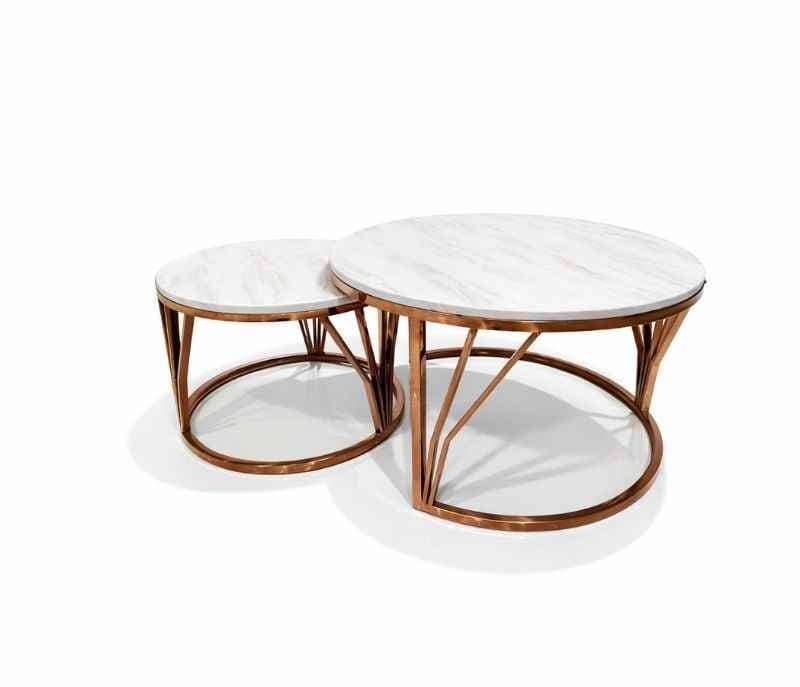 Image 3 for Centre Table 9 Marble Top and down metal base with Rose gold (HYD OTD)