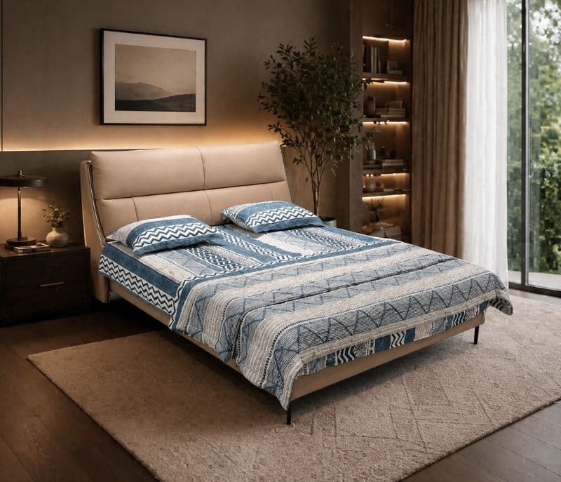 2382 King Size Bed Without Storage Leather Upholstered Bed And Pine Wood Frame (HYD)