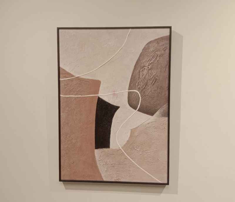 Image 4 for 50X 70 CM Hardbord Frame Textured Artwork - Brown and Cream Abstract Painting