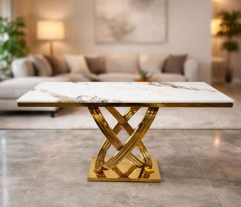 Console 49 Composite Marble Top With PVD Gold Metal Base (HYD)