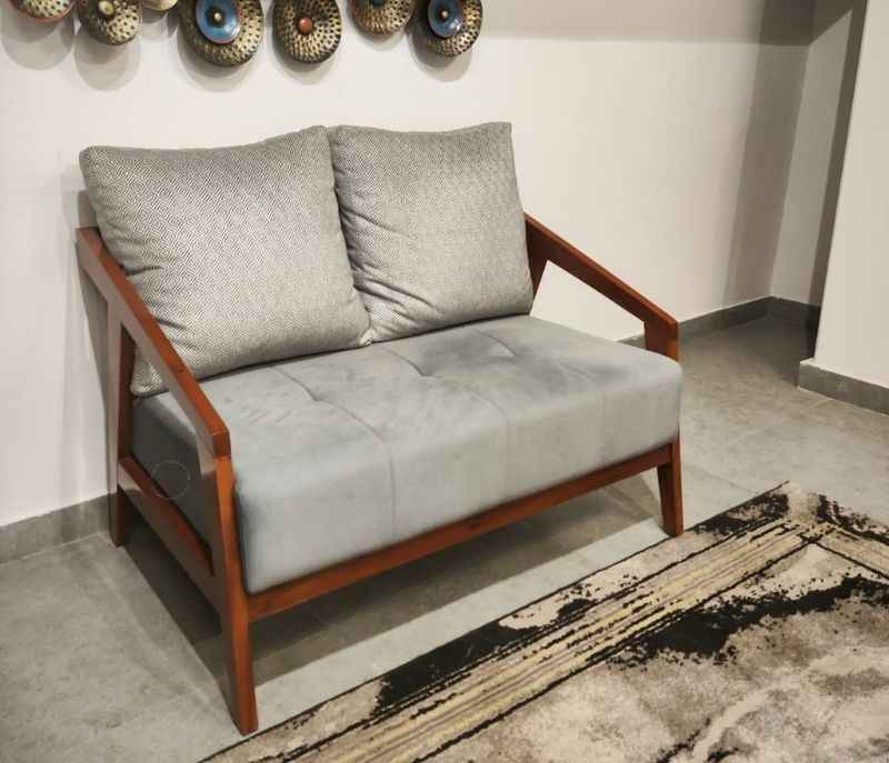 Image 5 for Ghana Teak 3+2 Seater Sofa Suede Fabric