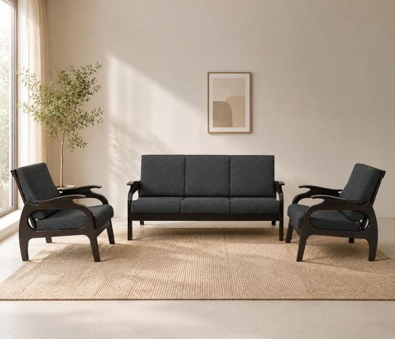 Maverick Sofa 3+1+1 Seater Solid Rubber Wood (ZAM) (OWD)