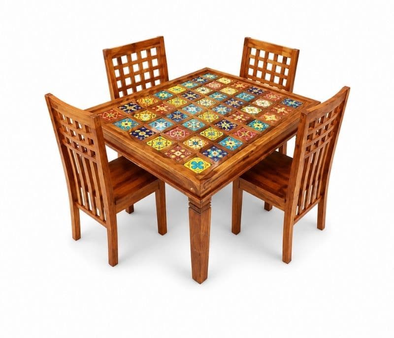 Image 2 for Tile Solid Sheesham Wood Dining Set (SCV_PKU)