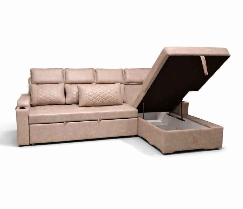 Image 7 for Dreamer SCB 3+Lounger Sofa Cum Bed Storage Suede Fabric