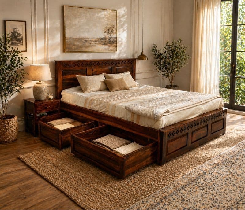 Rudolf  Kind Size Box strorage shesham wood Storage  Premium Solid Sheesham Wood Honey Finish (WF)