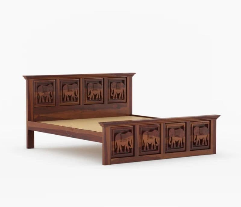 Image 7 for Tusker Sheesham Cot Premium Solid Sheesham Wood Honey Finish (SCV _PKU)