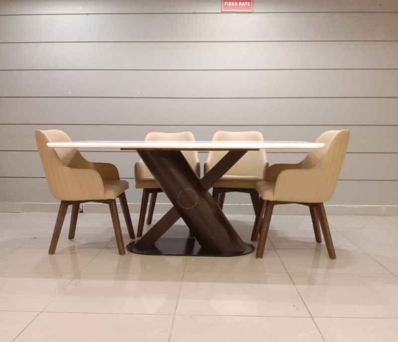 Image 4 for DT Axe - Dc 334  Dining Table 1+ 4 chairs +1 Bench Composite Marble (SKN OTD)