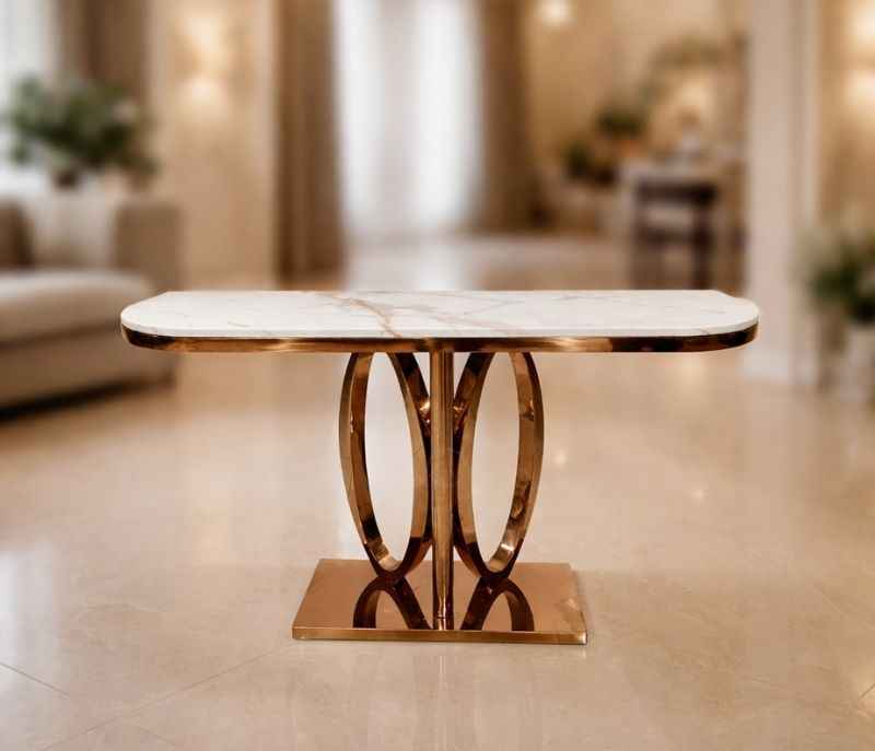 Console 56 Composite Marble Top With PVD Gold Metal Base (HYD)
