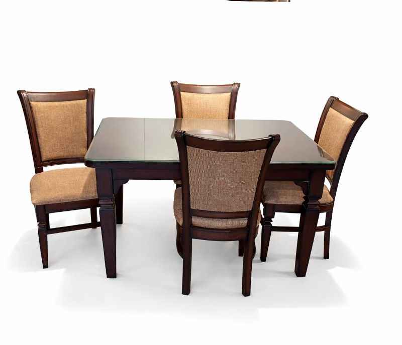 Image 3 for Classic 44 Dining Set 1+4 Assam Teak Wood Ply Veneer Top With Glass (KORA)(WF)