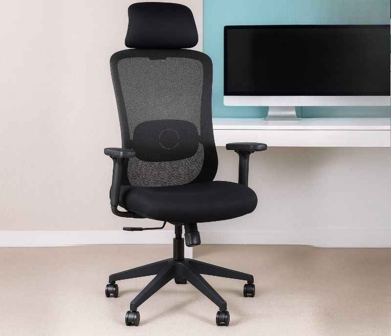 Hawk HB Black Ergonomic High-Back Mesh Office Chair  Adjustable Height  Revolving Study Work from Home Chair Computer Desk Chair  Back Lumbar Support  Ergonomic Chair  Tilting  Arm Support