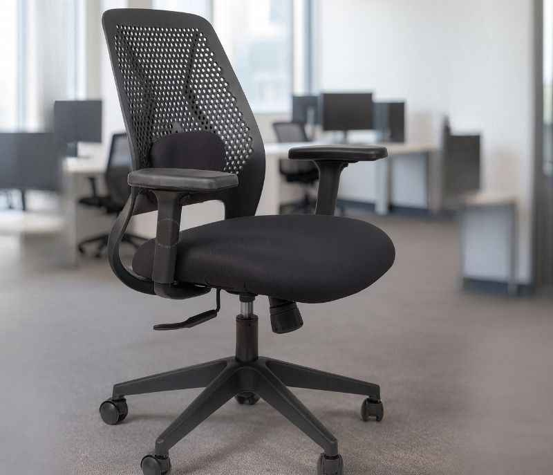 Rio Black Mesh Series With Adjustable Lumbar Handles & Headrest For Long Hours seating,work from home computer desk