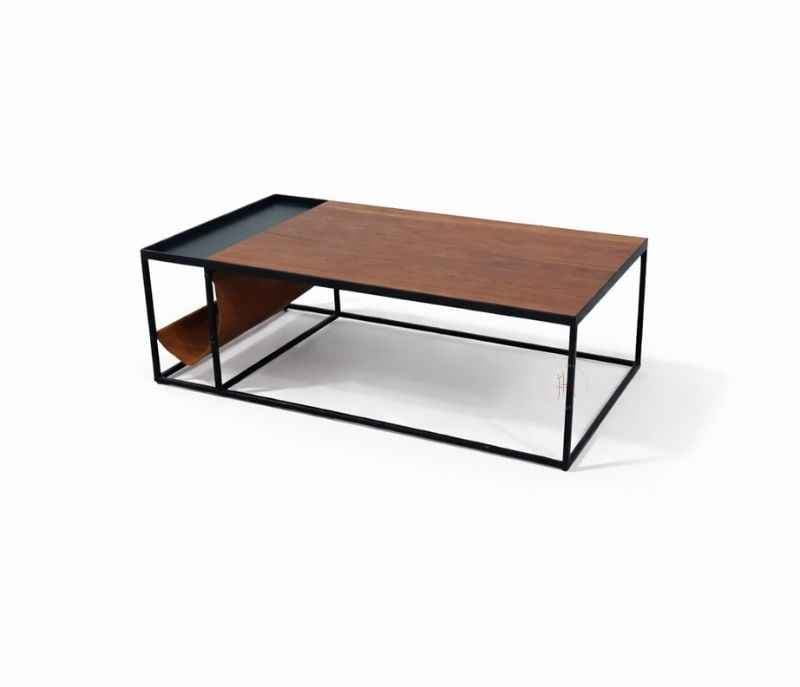 Image 5 for Leather CT Coffee table With Wooden Top And Metal Base (WF OTD)