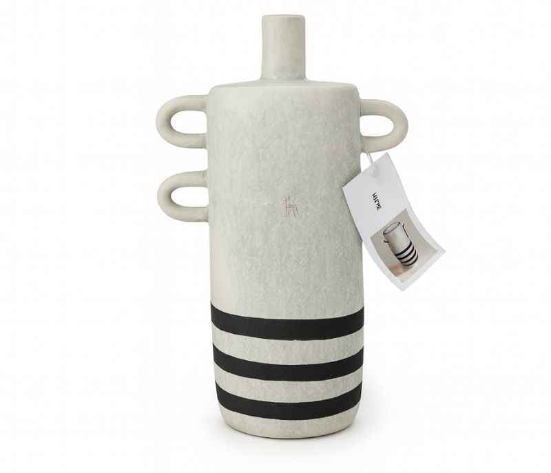 Image 3 for HCV-160 Ash Ceramic Narrow Flat Bottle Ash Handcrafted Home Decor