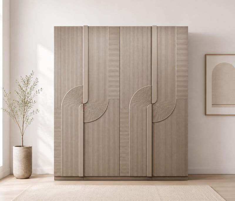 Image 1 for 21004 Bedroom Set King Size Hydraulic Bed  2 Bed Side Tables & Wardrobe (WF)
