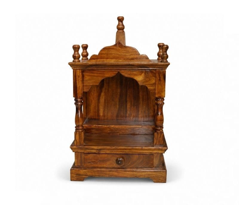 Image 2 for Devora Pooja Mandir Solid Sheesham Wood (Honey Finish) (SCV_PKU)
