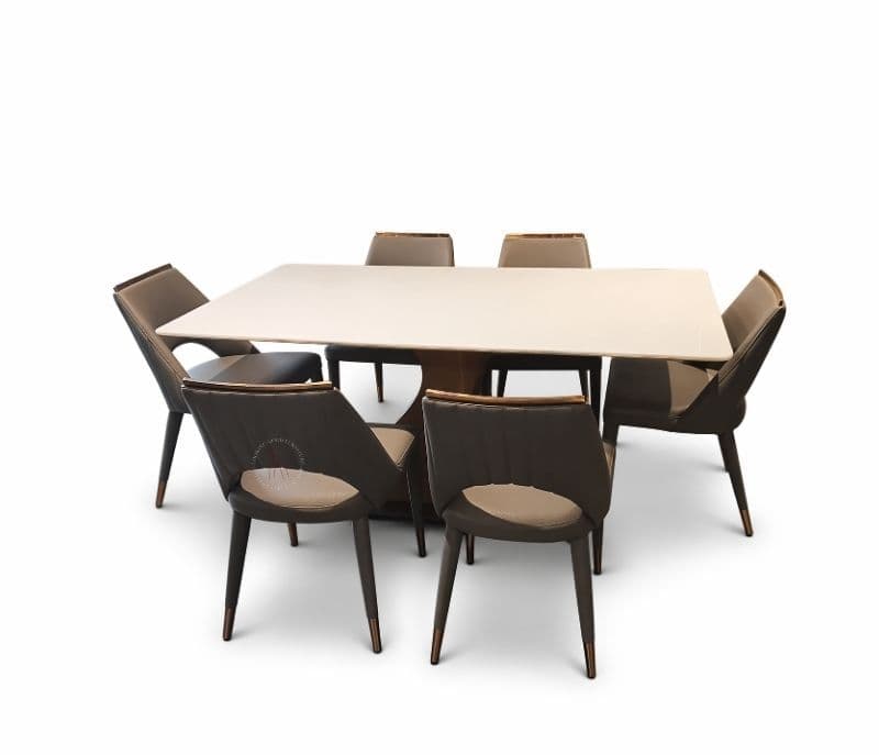 Image 4 for DT 803 Onyex+DC 1058 Grey  1+6 Onyex Marble Top With Ash Wood Base (HYD)(CP)