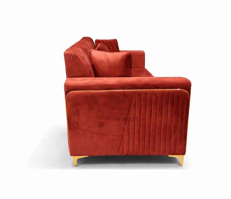 Image 5 for New Oreo Sofa 3+2+2 Puffy+Center Table With Glass Velvet Fabric  (EC)(HYD)