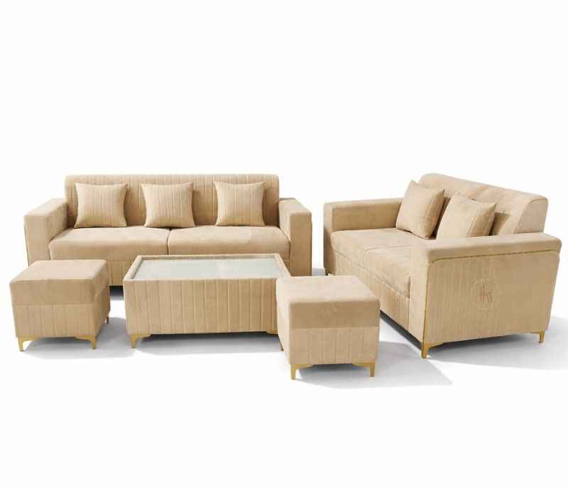 Image 3 for New Oreo 3+2+CT+2 Puffy Sofa Set Velvet Fabric (BWD)