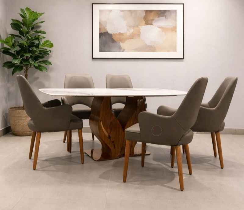 657/602  Imported Oak wood with pvd rose gold and Marble Set 1+6 BS-(CP)