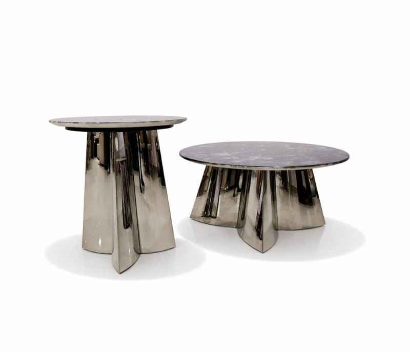 Image 3 for 287 Centre Table Marble Top and down titanium metal base  (HYD)