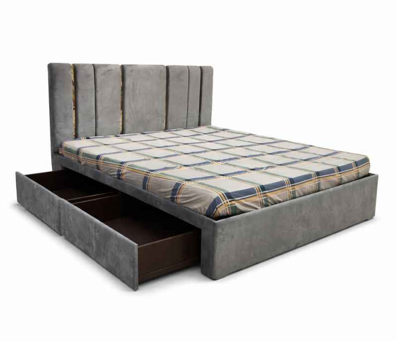 Image 3 for LUX King Sized Bed With Storage and Drawer Cot (MDF | Grey) (EC)