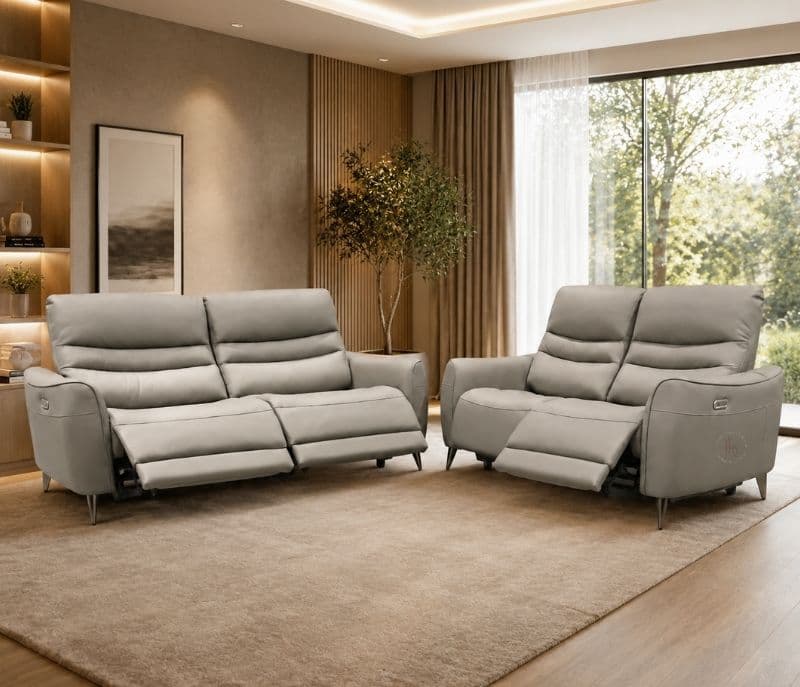 Image 3 for 6655  Electric Recliner 3+2 Leather Half