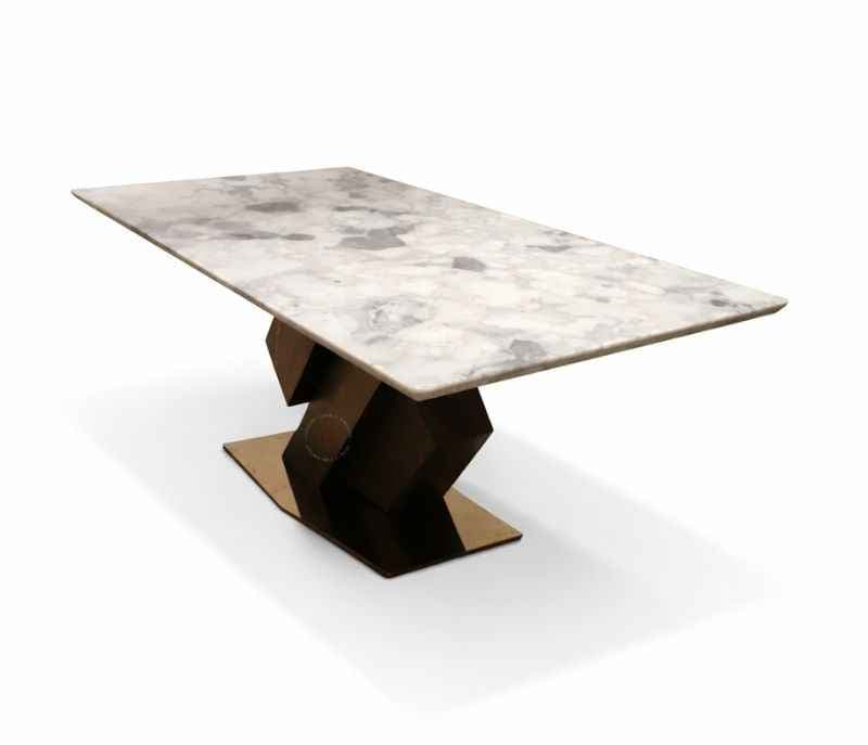 Image 3 for Irish 6 Seater Marble Dining Table with Wooden Base 6X3