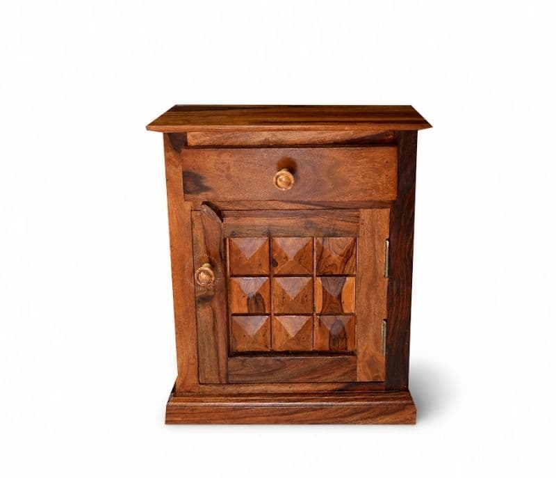 Image 3 for Diamond Bed Side Table Solid Sheesham Wood Honey Finish (SCV _PKU)