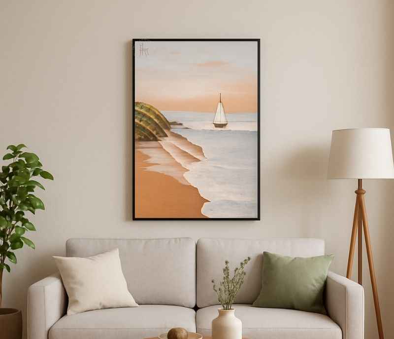 50X 70 CM Hardbord Frame Sunrise pure hand-painted art oil painting cream style living room porch decoration painting large floor sofa background wall hanging painting