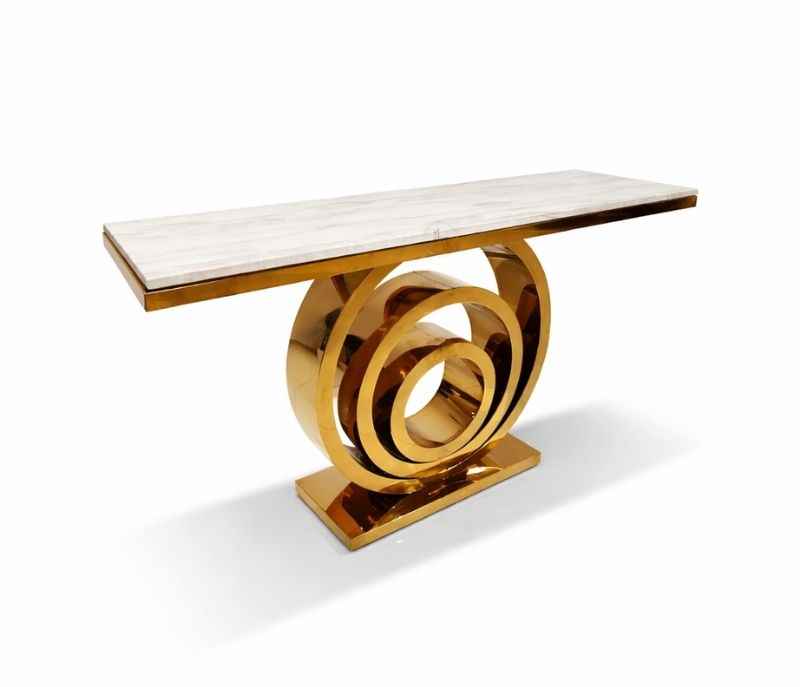 Image 3 for Console 58 Composite Marble Top With Metal PVD Gold Base (HYD)(CP)