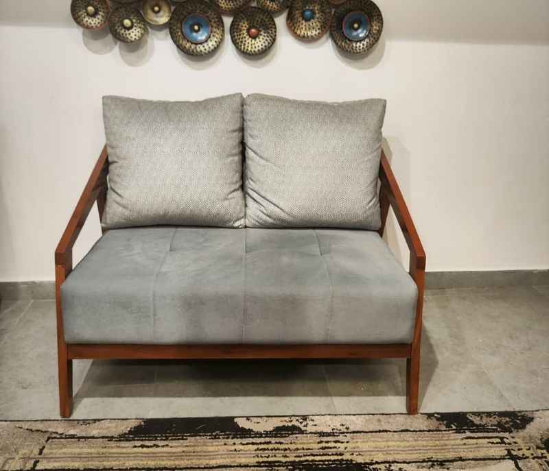 Image 6 for Ghana Teak 3+2 Seater Sofa Suede Fabric