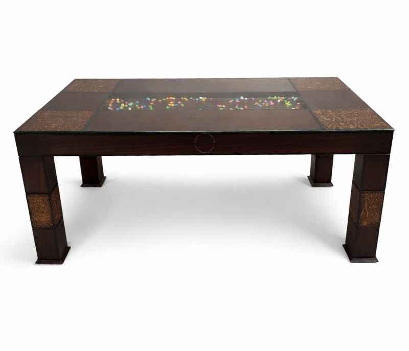 Image 11 for E 6 Seater Teak Wood Dining Set with Premium Fabric Upholstery (BSK)