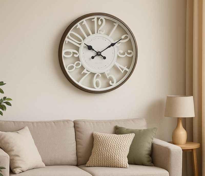 F-WC-334 Circle clock on white background wall