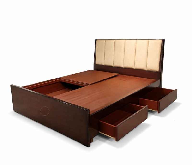Image 6 for Cushion Patti Queen Size Bed with Drawer Storage (Block Board, Brown) (WF)(BWD)(BS-BTM)(BS-KORA)