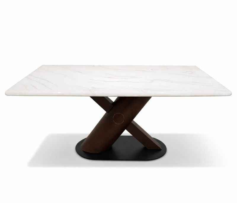 Image 3 for AXE 6 Seater Marble Dining Table with Wooden Base