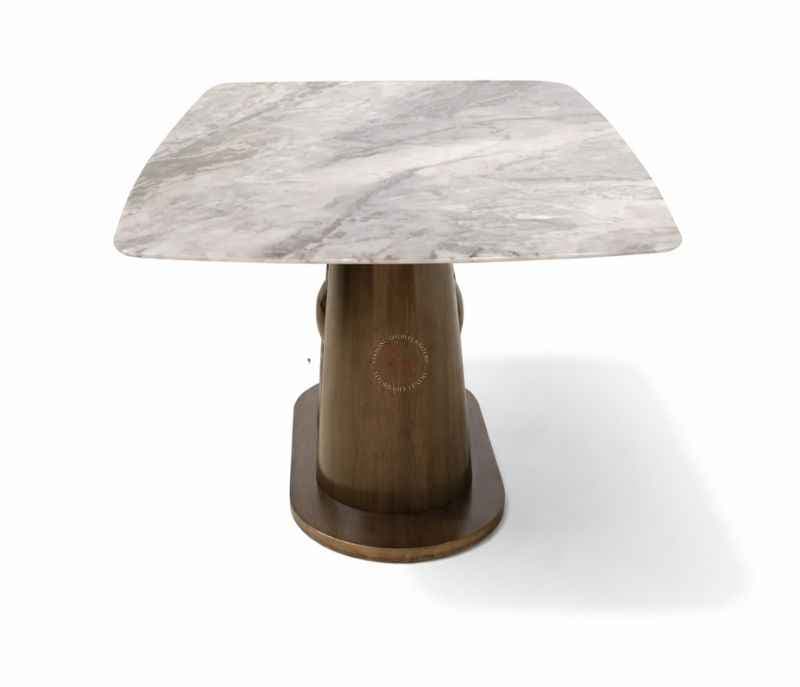 Image 4 for T03/BA03 6 Seater Marble Dining Table with Wooden Base