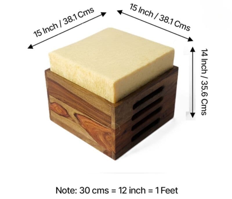 Image 12 for Nivaar 4 Stool Center Table Solid Sheesham Wood With Extra Glass And Cushions (SCV _PKU)(BTM)(WF)