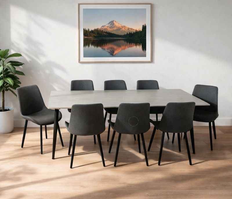 Mendy 8 Seater Marble Dining Set with Premium Leatherette Upholstery(WH, BTM OTD)