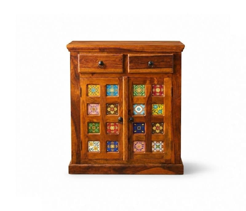 Image 3 for Tile 2-Door Sideboard Solid Sheesham Wood (Honey Finish) (SCV_PKU)
