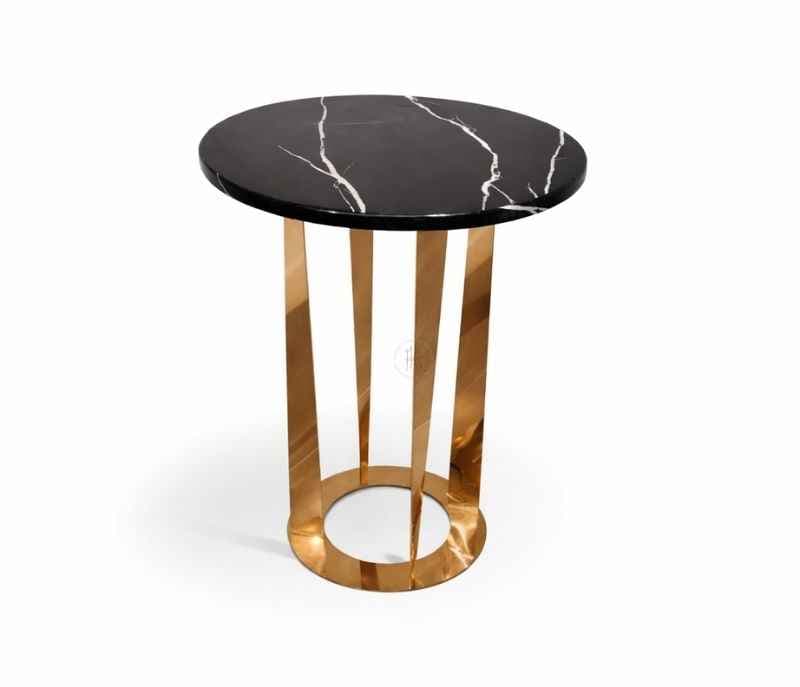 Image 3 for E-230 Corner Table With Marble Top And Metal Base (HYD OTD)