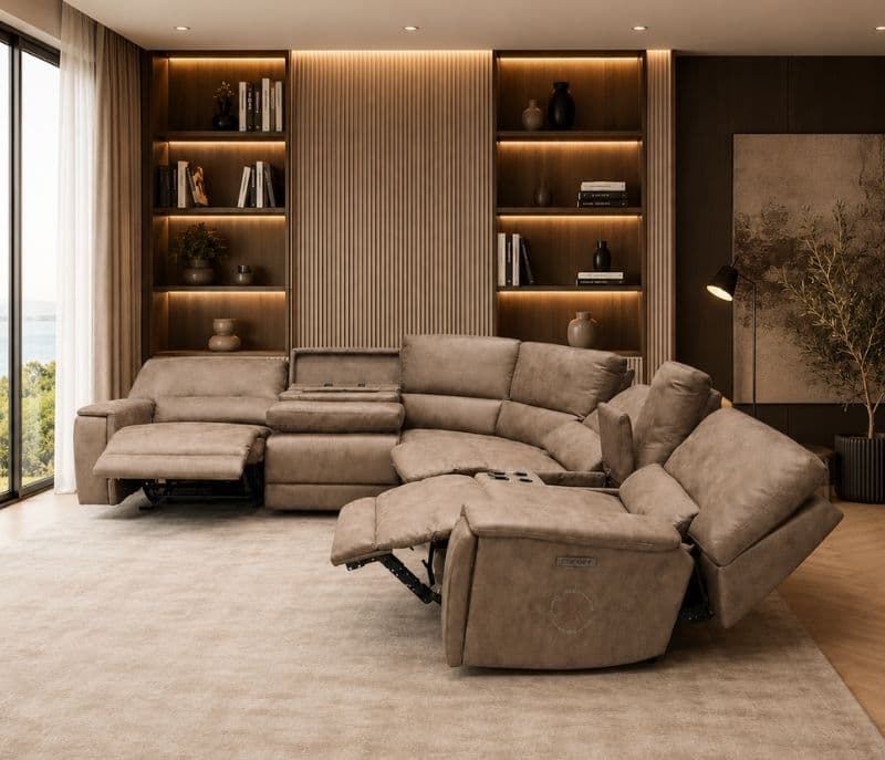 70908 Dual Motor 3 Seater Recliner Micro Suede Fabric (CP OTD)