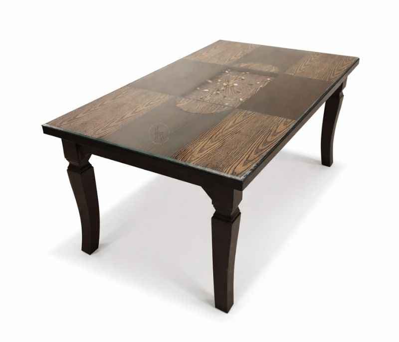 Image 4 for Damro 6 Seater Glass Dining Table with Wooden Base  5.5X3