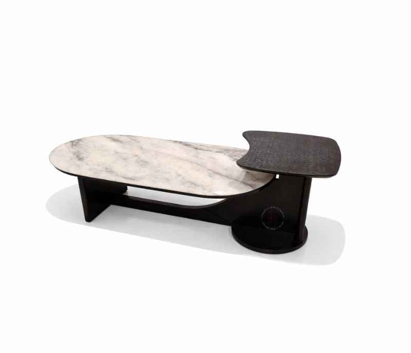 Image 4 for Centre Table 1079 Top Marble With Ash Wood Base Support (HYD)
